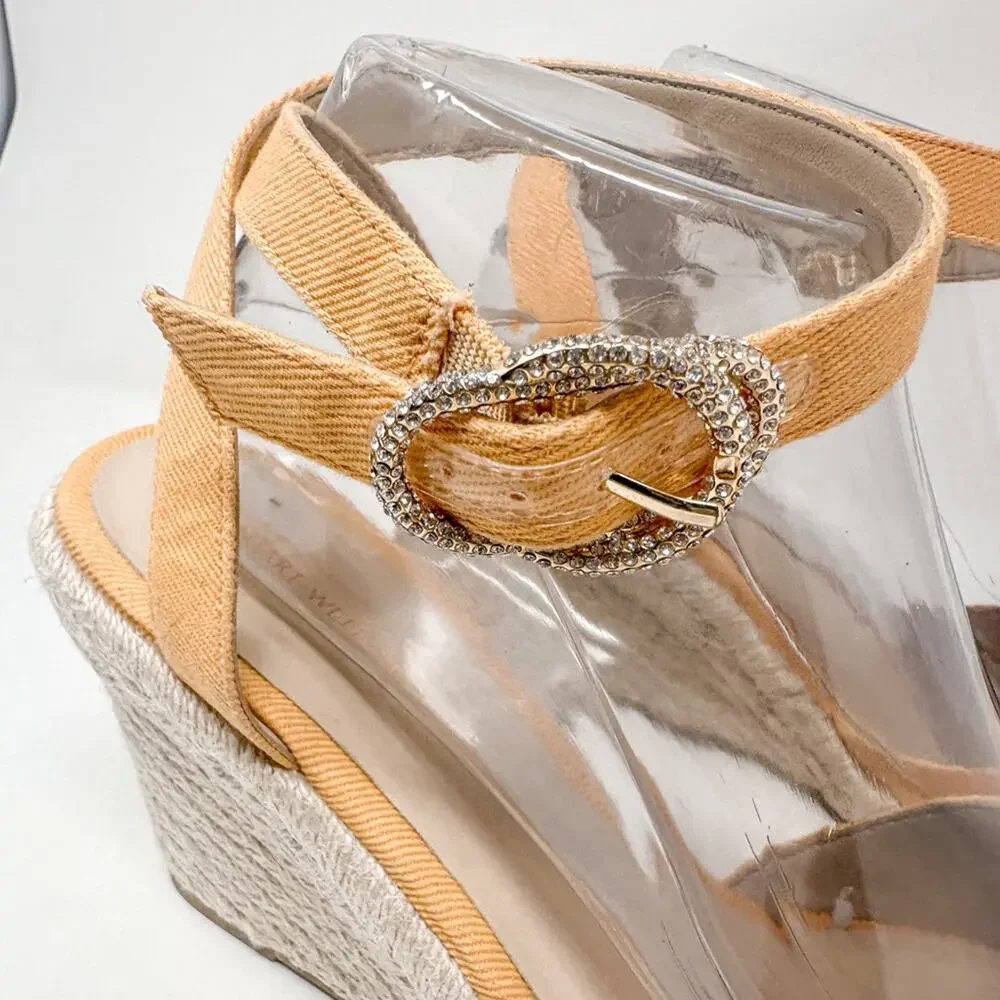 NEW Stuart Weitzman Mango Orange Espadrille Wedge Sandal, Size 9, MSRP $350 - Picture 6 of 11